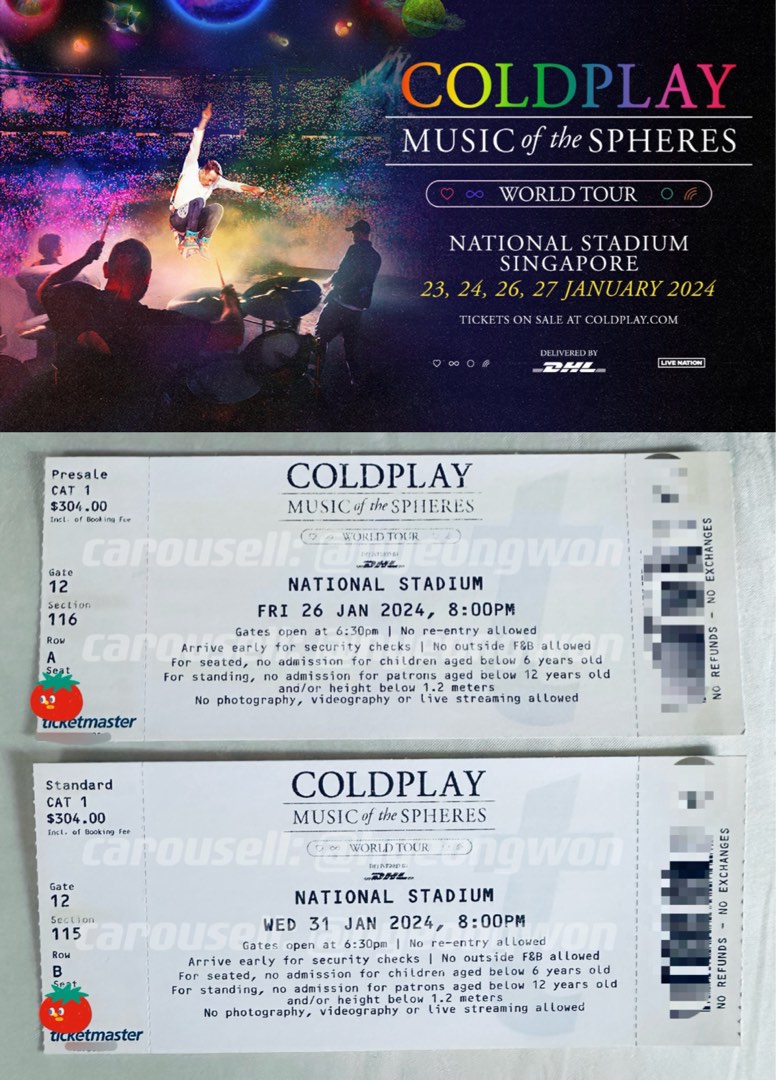 [CAT 1 1ST & 2ND ROWS] Coldplay Music of the Spheres World Tour ...