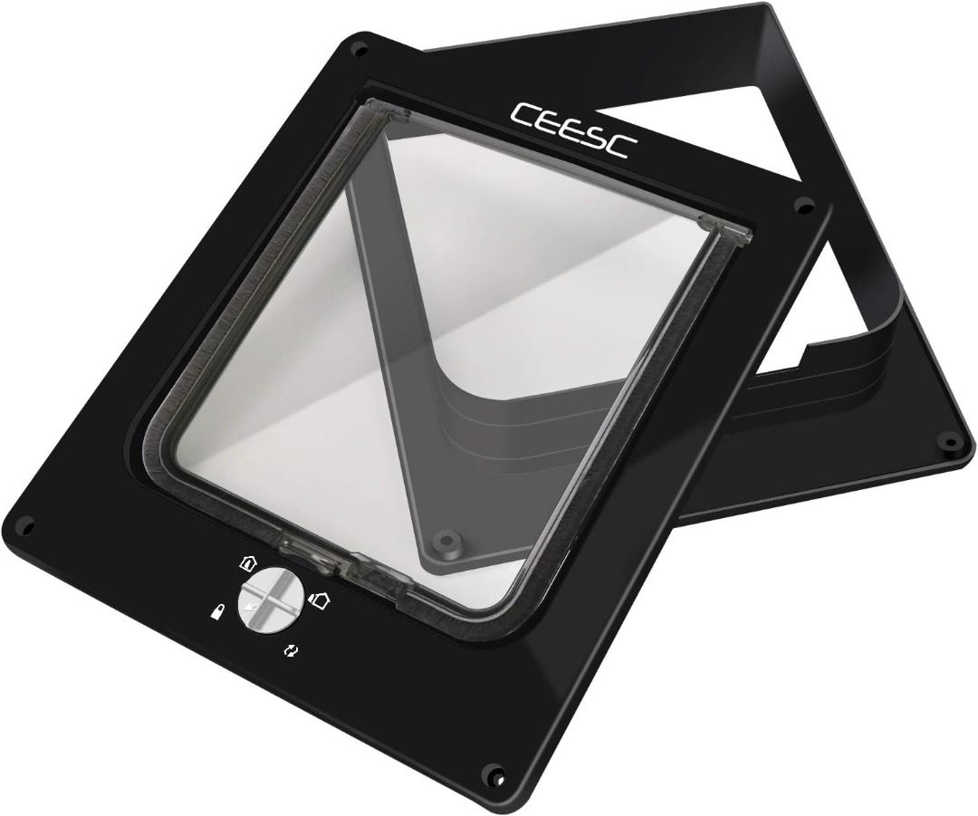 CEESC Large Cat Flap Magnetic Pet Door with Rotary 4 Way Lock for