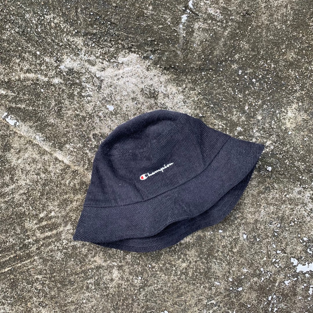 CHAMPION CORDUROY BUCKET HAT - BLACK, Men's Fashion, Watches & Accessories,  Caps & Hats on Carousell