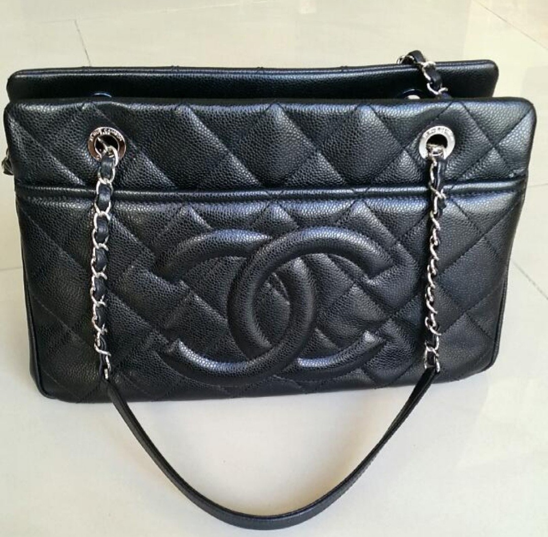 Chanel Classic Timeless CC Shopping Tote Black Caviar Flap, Luxury, Bags &  Wallets on Carousell
