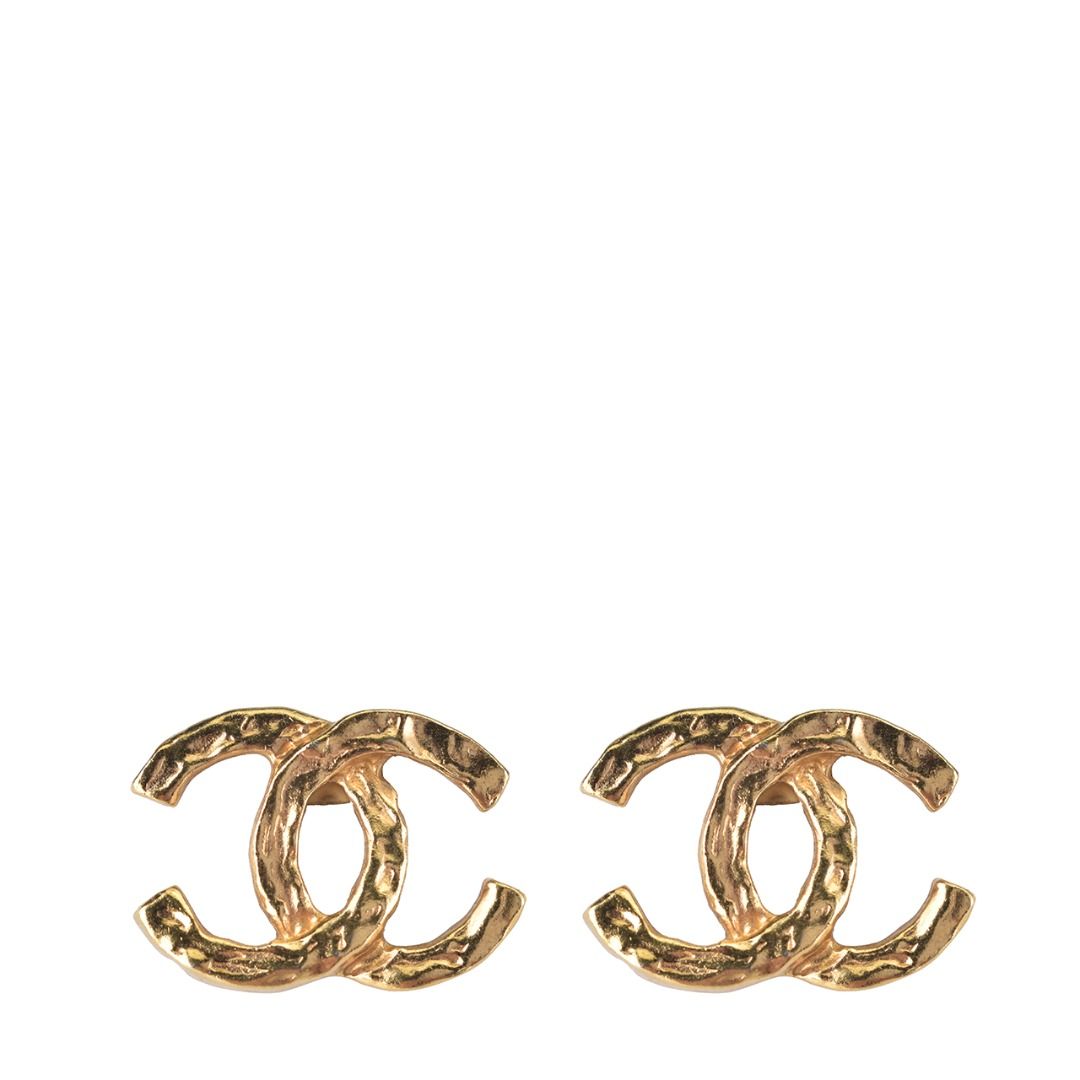 Chanel Gold Plated CC Logos Vintage Clip Earrings (Circa 70s