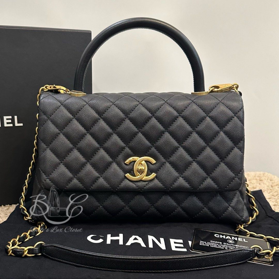 Chanel Medium Coco Top Handle AGHW Black Caviar Luxury Bags