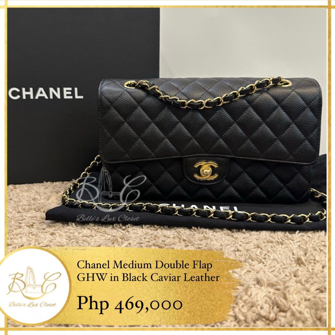 Chanel Medium Double Flap GHW Black Caviar, Luxury, Bags & Wallets on  Carousell