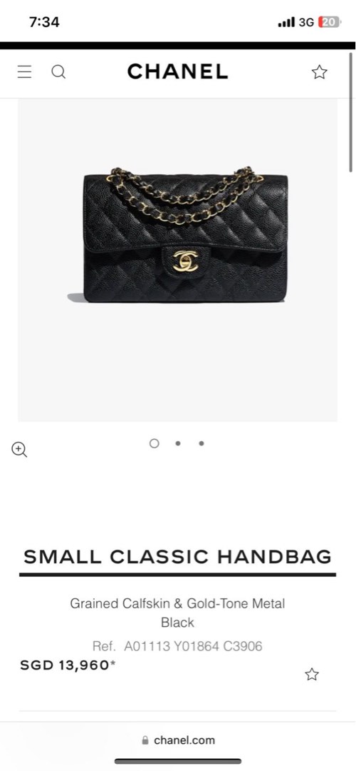 Chanel Small Classic Handbag - Grained Calfskin Gold Tone Metal Black,  Luxury, Bags & Wallets on Carousell