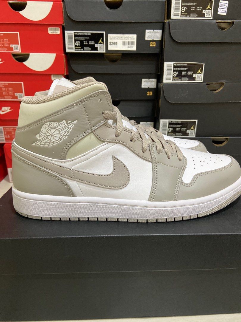 CLEARANCE Air Jordan 1 Mid Linen College Grey Men s Fashion
