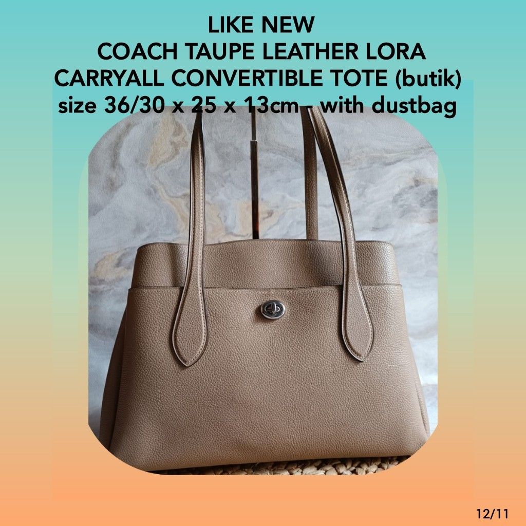 Coach lora carryall taupe deals