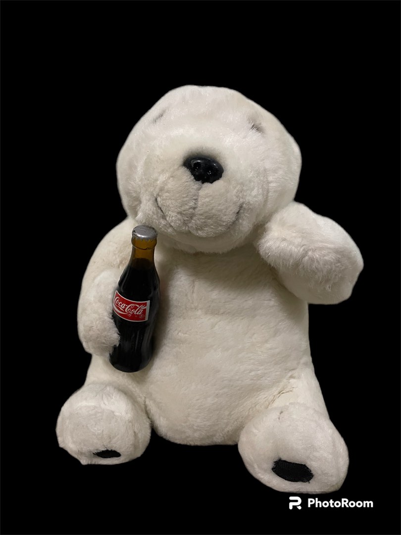 Vintage Coca-Cola Brand Plush Polar Bear Hand Puppet 1995 Dakin