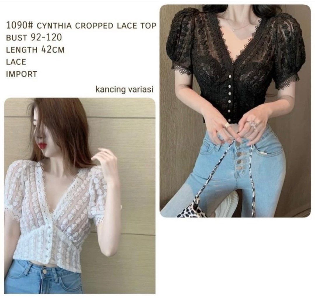 Cropped lace Top, White