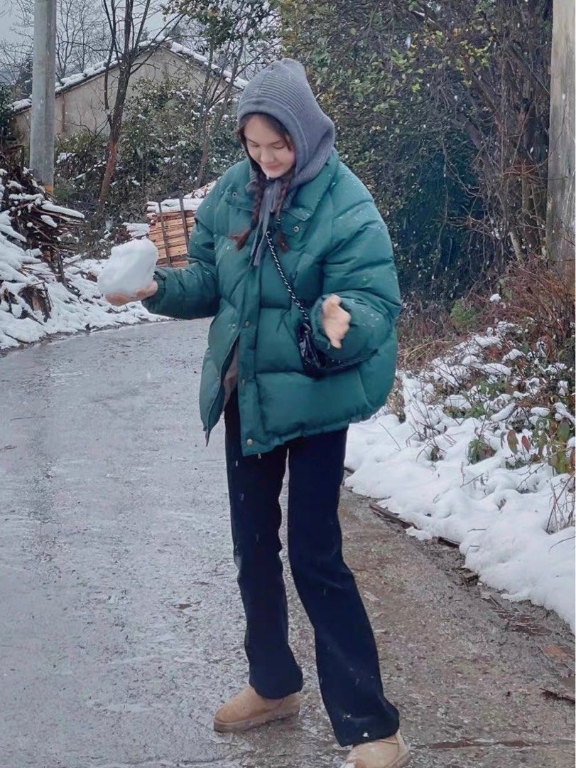 Puffer Jacket Seamless Parka Dark Green Women s Fashion Coats