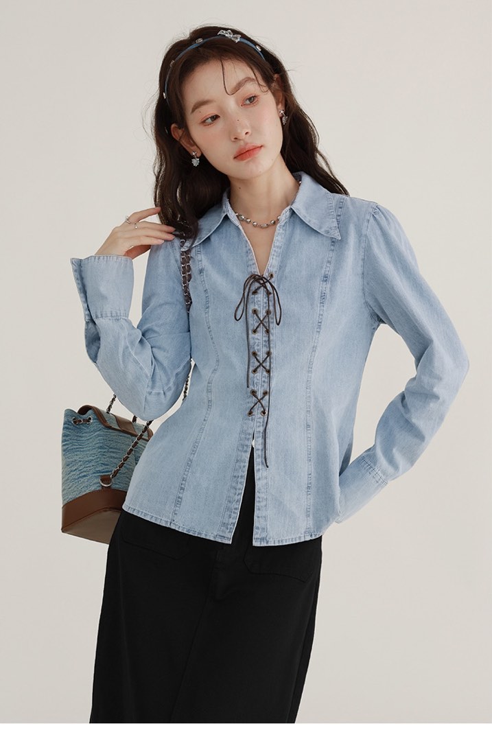 Soft denim blouse discount
