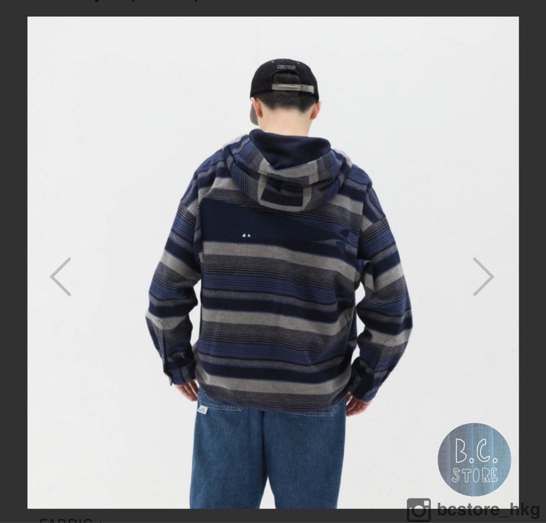 DESCENDANT MOLE HOODED STRIPE LS SHIRT 23AW, 男裝, 上身及套裝, T