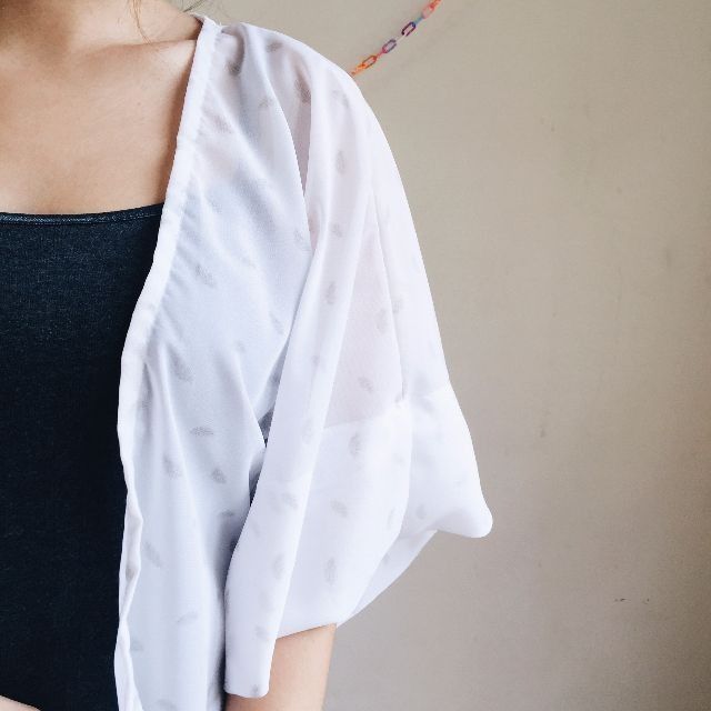 Feather kimono cardigan top