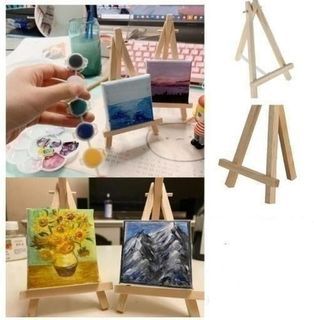 Set of Three Mini Canvas Lanscape Painting 7x7cm With Easel home