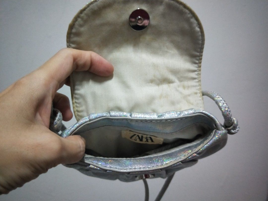 Girl s Shiny Silver Sling Bag