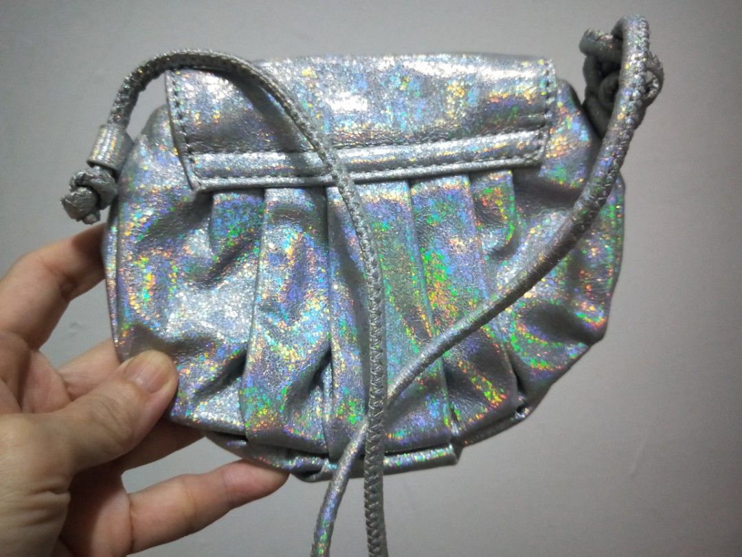 Girl s Shiny Silver Sling Bag