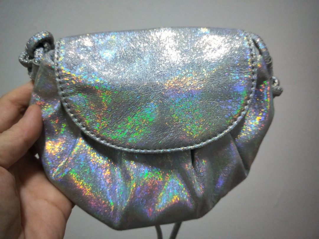 Girl s Shiny Silver Sling Bag