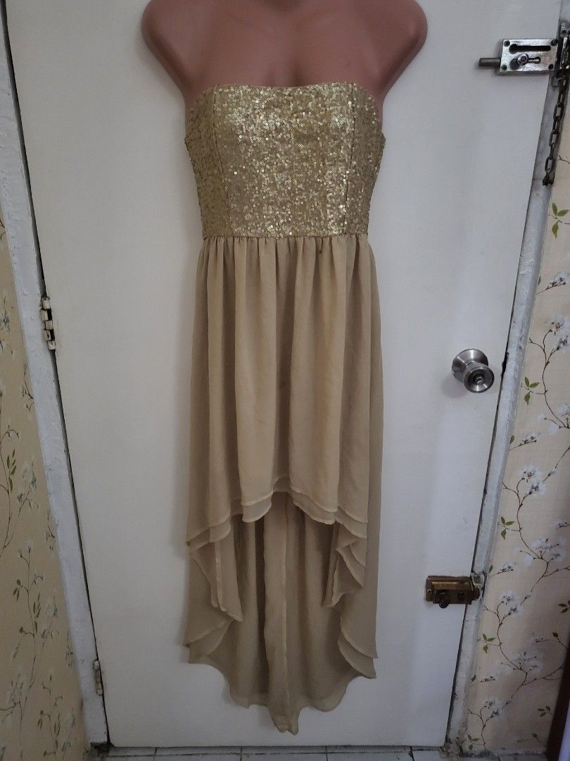Gold hi low tube dress