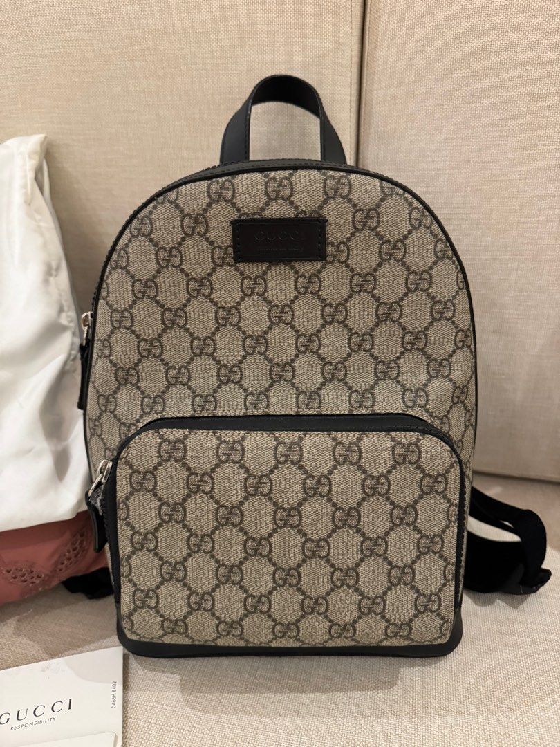 Gucci GG Small Backpack (Category: Luxury Bags & Wallets) located in Quezon City. Submitted by dacabe (Listing ID 1265473246, Image 1). Description: ORIGINAL / AUTHENTIC Gucci GG Small Backpack Comes with original dust bag and authenticity card No flaws like brand new Very nice Bought in Gucci Store in Japan last 2019 Retails at 65-80k here in the Philippines RFS: Not using, too many bags Slightly negotiable for sure buyers.