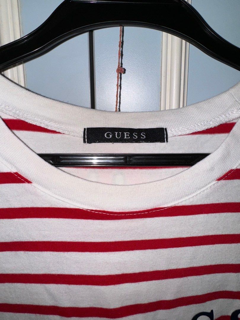 Guess red and store white striped shirt