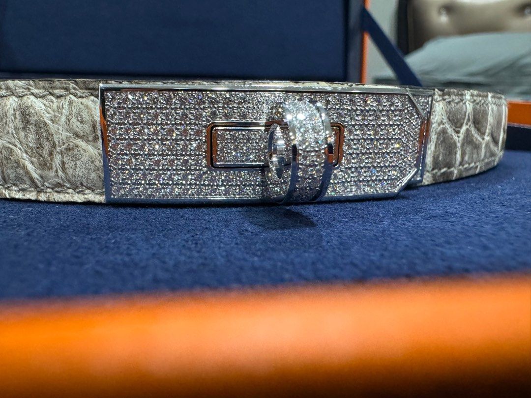 HERM S 18K Diamond 18 mm Kelly Belt Brand New Luxury