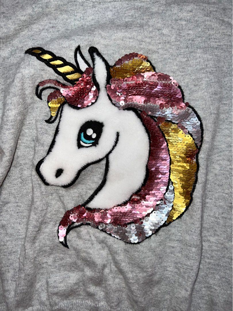 H M Kids Unicorn Sequin Sweatshirt Babies Kids Babies Kids Fashion on Carousell