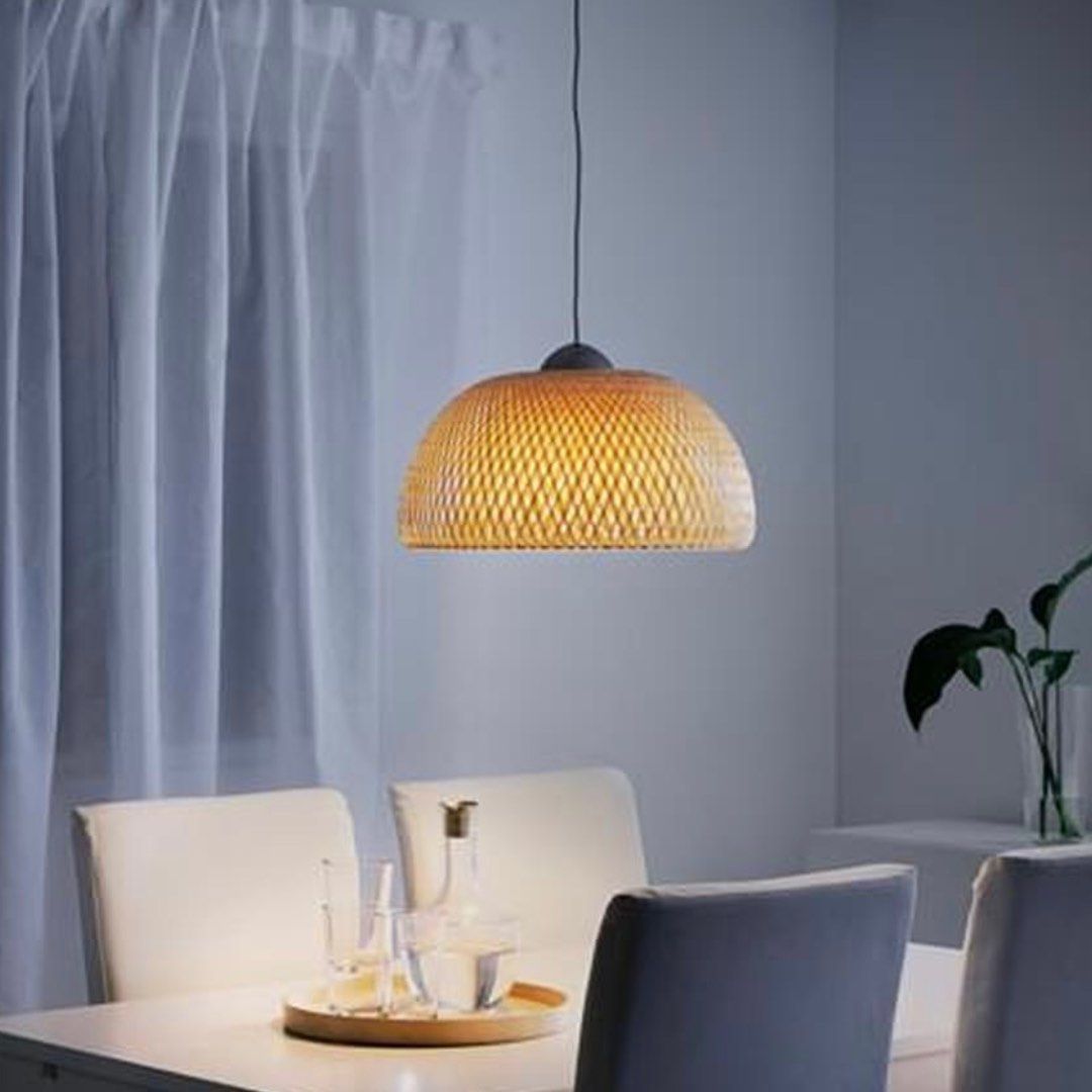 IKEA BOJA Bamboo Pendant Hanging Lamp Furniture Home Living