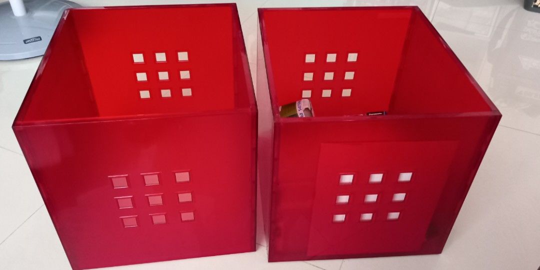 Ikea lekman box 15 for 2 red boxes, Furniture & Home Living, Home