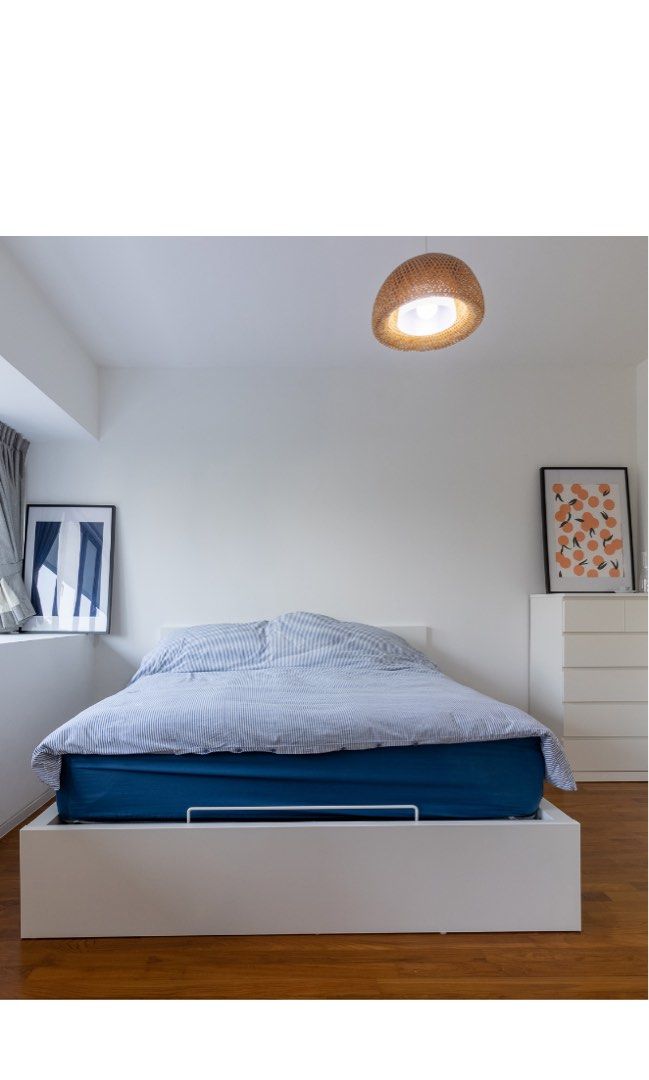 Ikea MALM ottoman bed (storage) white 180 cm x 200cm, Furniture & Home