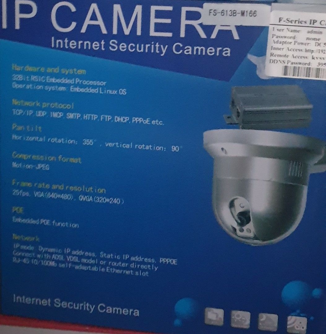 IP camera (Category: Security Systems & CCTV Cameras) located in Singapore. Submitted by mehappyeveryday (Listing ID 1265533885, Image 2). Description: I was gifted 2 sets but never figure out how to install them Comes with manual and instructions. Full set in box. I have 2 sets Collect at Bedok area, Beach Road or Novena at certain time.