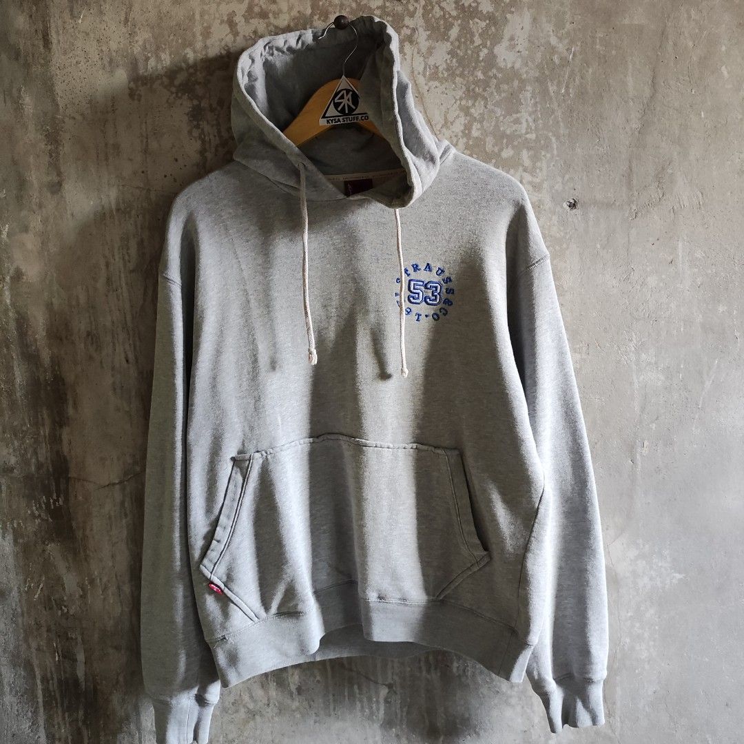 Jaket Hoodie Levis Spell Out Abu Fesyen Pria Pakaian Baju