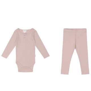 Jamie Kay Organic Cotton Modal Long Sleeve Bodysuit & Leggings - Powder Pink toddler baby girl onesie sleepwear pyjamas