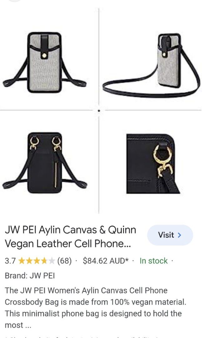 JW PEI Aylin Canvas & Quinn Vegan Leather Cell Phone Crossbody Bag