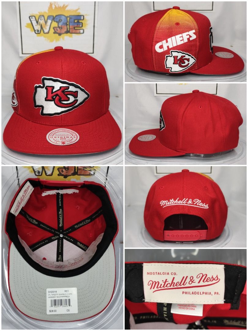 KANSAS CITY CHIEFS TAPESTRY RED GOLD SNAPBACK MITCHELL NESS