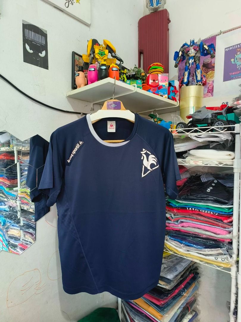 Kaos Le Coq Sportif Biru Dongker Small Logo Putih, Fesyen Pria