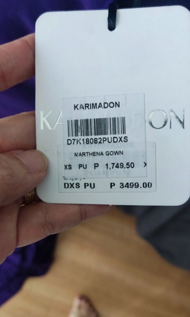 Karimadon's Marthena gown (50%off) (Category: Evening dresses & gowns) located in Taguig. Submitted by popstylic (Listing ID 1265375294, Image 2). Description: Brand new, unused purple gown. RFS: XS is too tight for me..