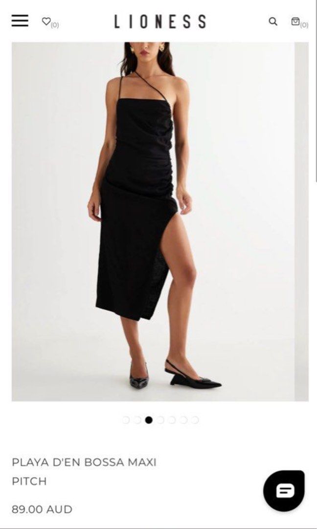 Lioness Strappy Black Linen Maxi Slit Dress