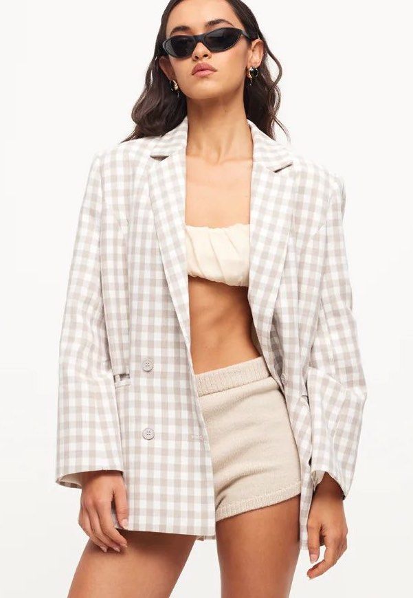 Lioness Checkered Beige Blazer