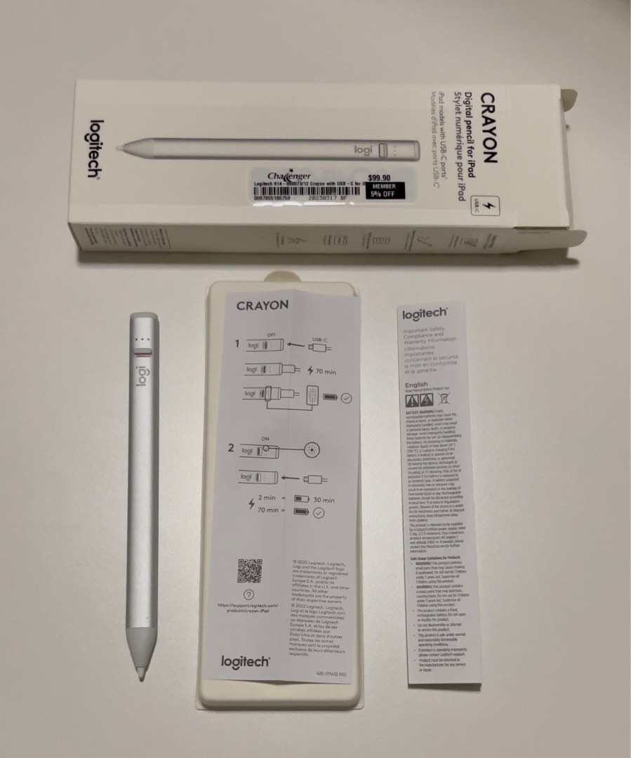Logitech Crayon Apple Pencil 2 for IPad, Computers & Tech, Parts