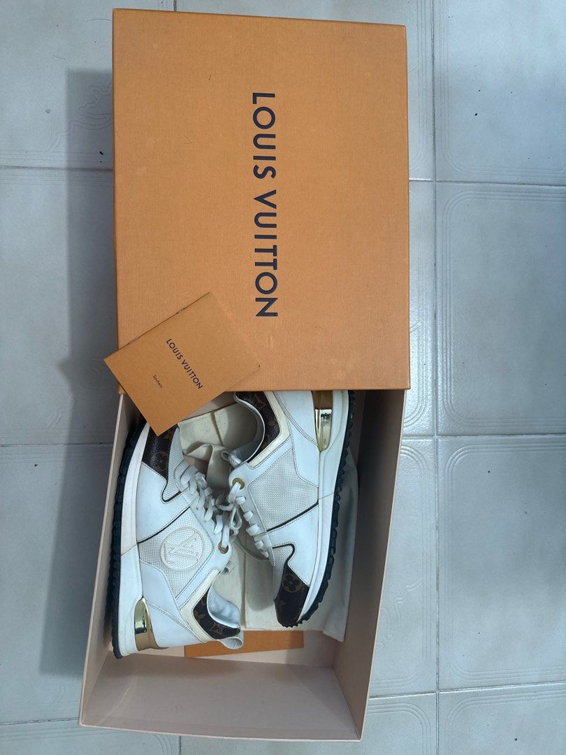 Louis Vuitton White/Brown Mesh And Monogram Canvas Run Away Sneakers Size 38  Louis Vuitton