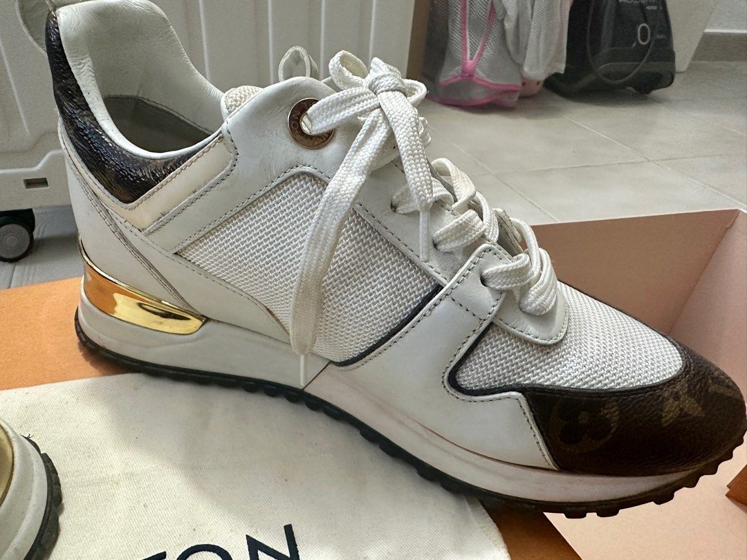 Louis Vuitton White Mesh, Leather and Monogram Canvas Run Away Sneakers Size 36