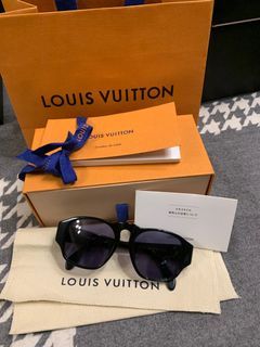 LOUIS VUITTON Empty Sunglasses Box , Navy Blue Case,Dust Bag & Shopping  Bag.