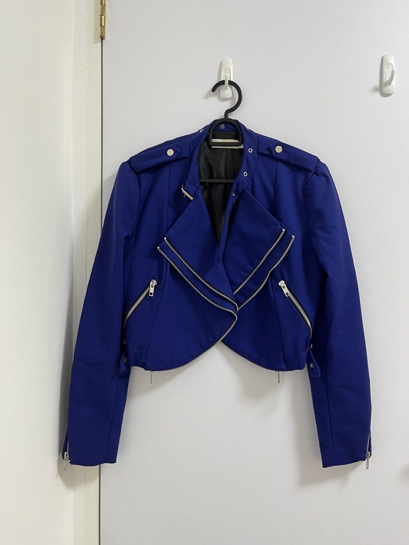 Electric blue biker jacket shop