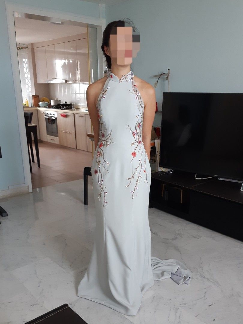 Mandarin collar evening dress best sale