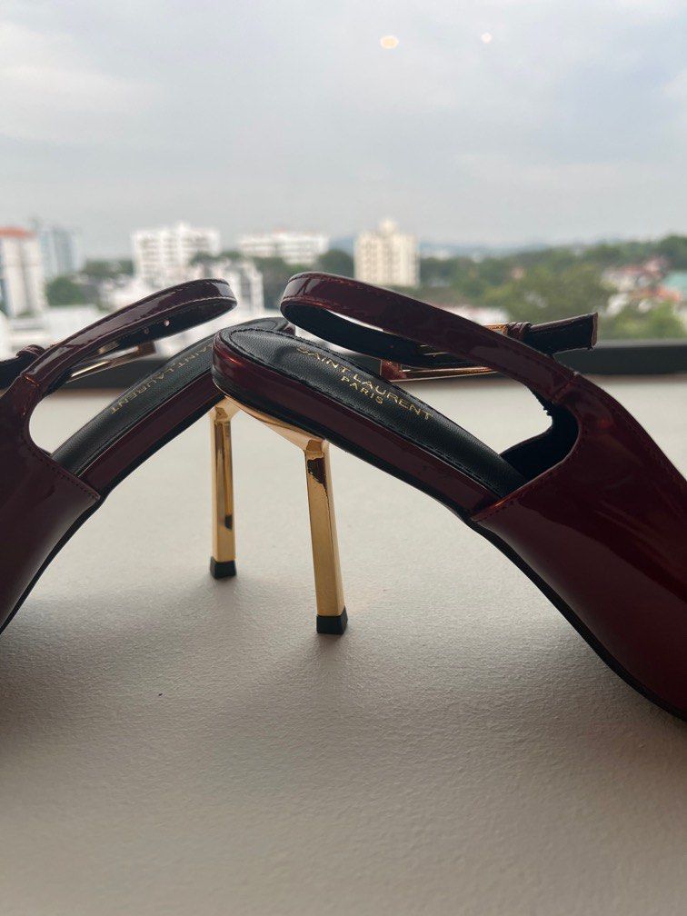 Maroon gold heels