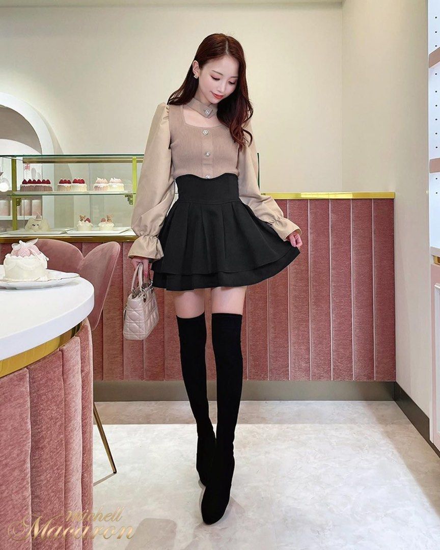 michell macaron jirai kei ryousangata black mini skirt