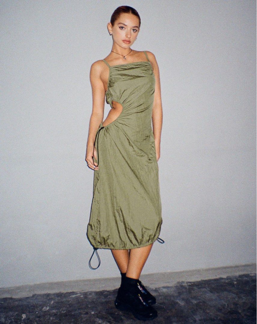 MOTEL ROCKS - Daichi Cut Out Midi Dress in Silver Green, Women's Fashion,  Dresses & Sets, Dresses on Carousell