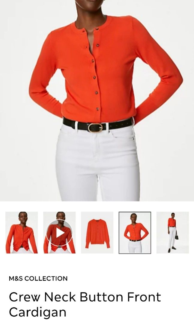 M S Crew Neck Button Front Cardigan