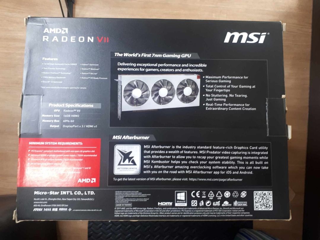 MSI RADEON VII 16G GRAPHICS CARD, Computers & Tech, Parts & Accessories ...
