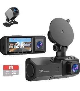 New 3 Channel Dash Cam Front and Rear Inside Dash Camera for Cars 2K+1080P+1080P, 3 Way Triple Dashc