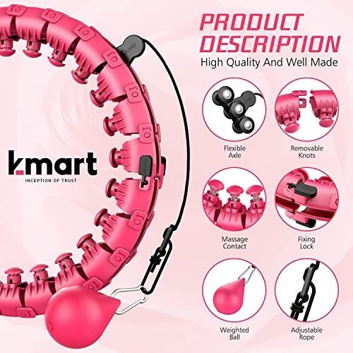 Smart Weighted Hula Hoop for Weight loss Fitness Hula Hoop for Adults (pink)